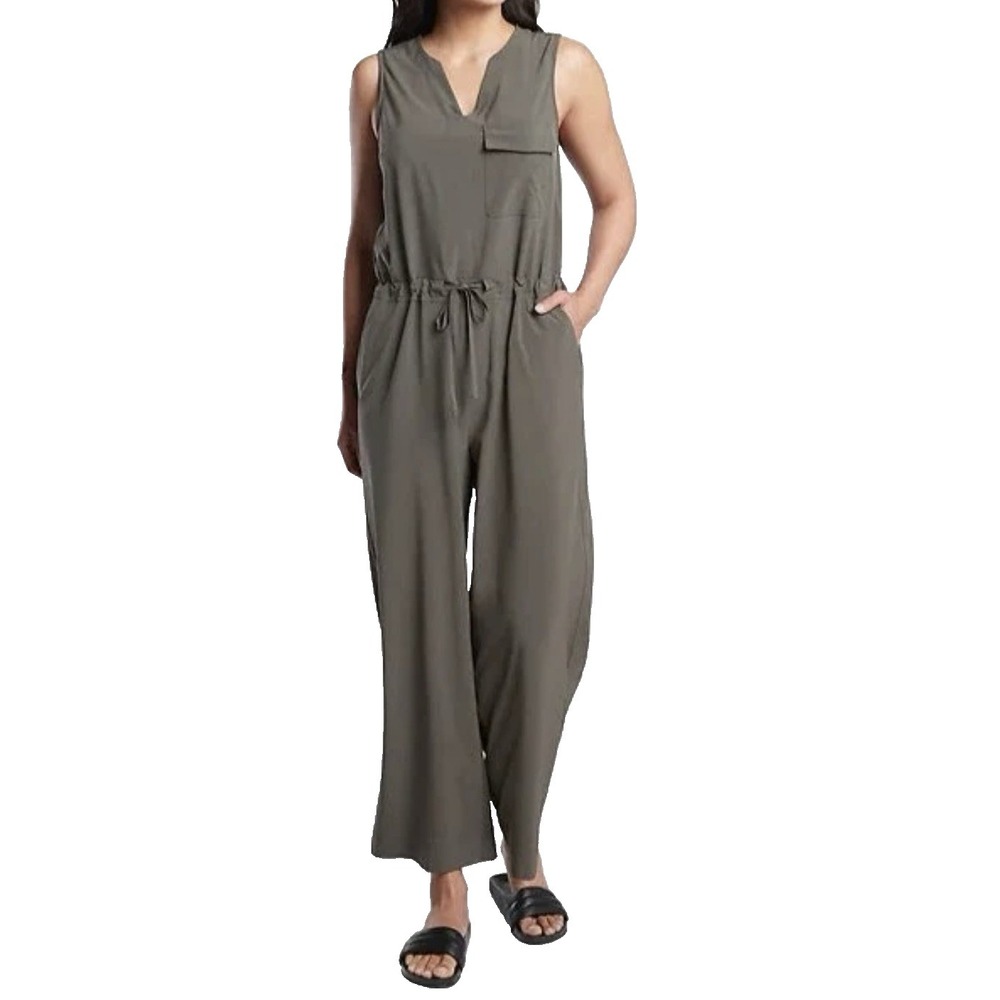 Athleta Topanga Jumpsuit Women's‎ Large Sleeveless Romper Olive Green Athleisure